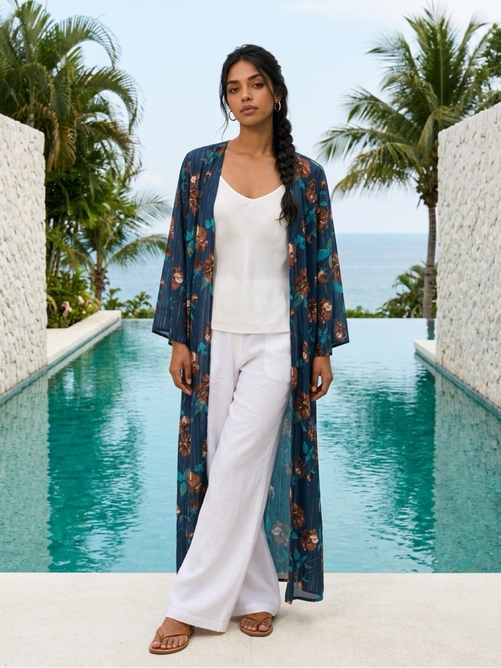 Jessica Simpson Blakely “Beau Femme”Kimono Cover-Up (Size: M)